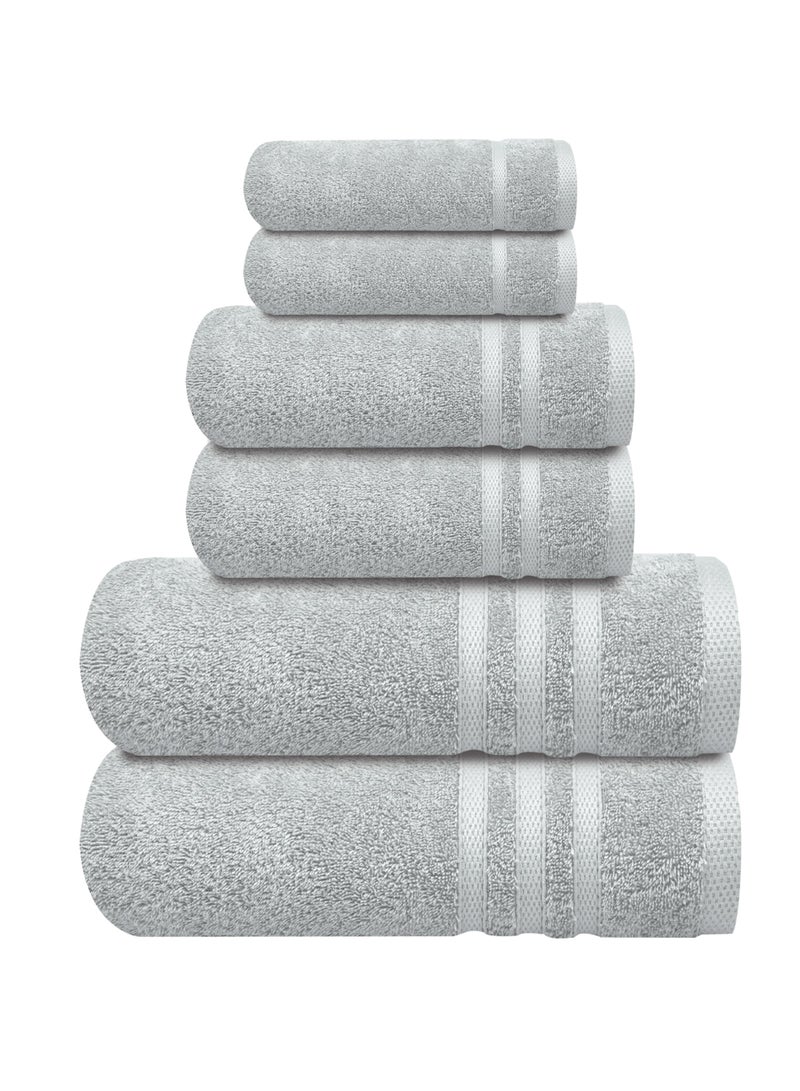 Premium Grey Bath Towel Set - 100% Turkish Cotton 2 Bath Towels, 2 Hand Towels, 2 Washcloths - Soft, Absorbent, Durable – Quick Dry - Perfect for Daily Use by Infinitee Xclusives