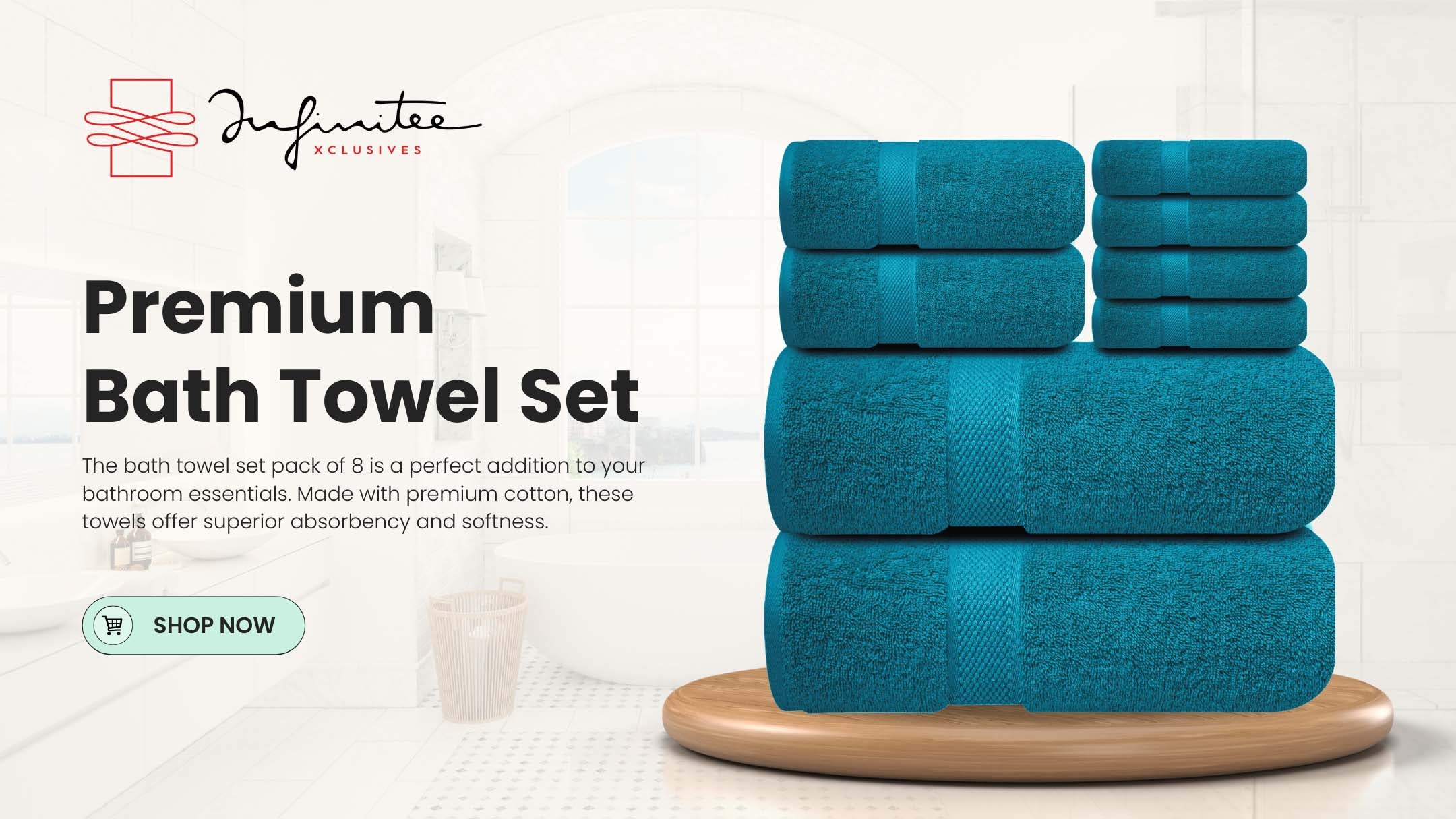 Premium Grey Bath Towels Set - [Pack of 8] 100% Cotton Highly Absorbent 2 Bath Towels, 2 Hand Towels and 4 Washcloths - Luxury Hotel & Spa Quality Bath Towels for Bathroom by Infinitee Xclusives