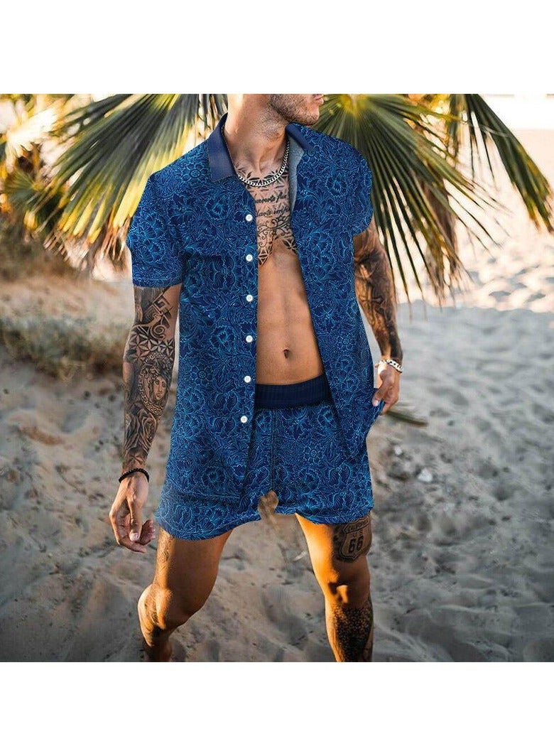 Men's Shirt Casual Loose Shorts Beach Suit