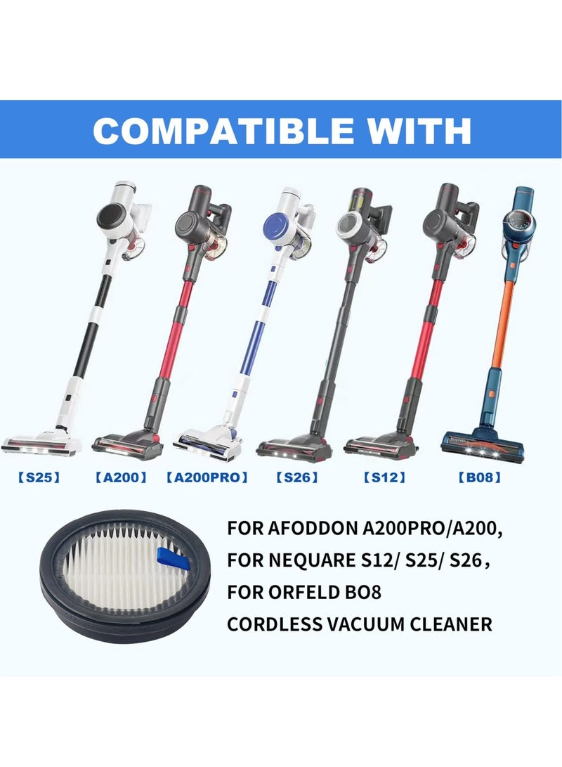 4 Pack HEPA Filter For Afoddon A200Pro/A200, ORFELD B08/C10A/C10G and NEQUARE S12 S25 S26 Series Cordless Vacuum Cleaner High-Density HEPA with Foam Pre-filter