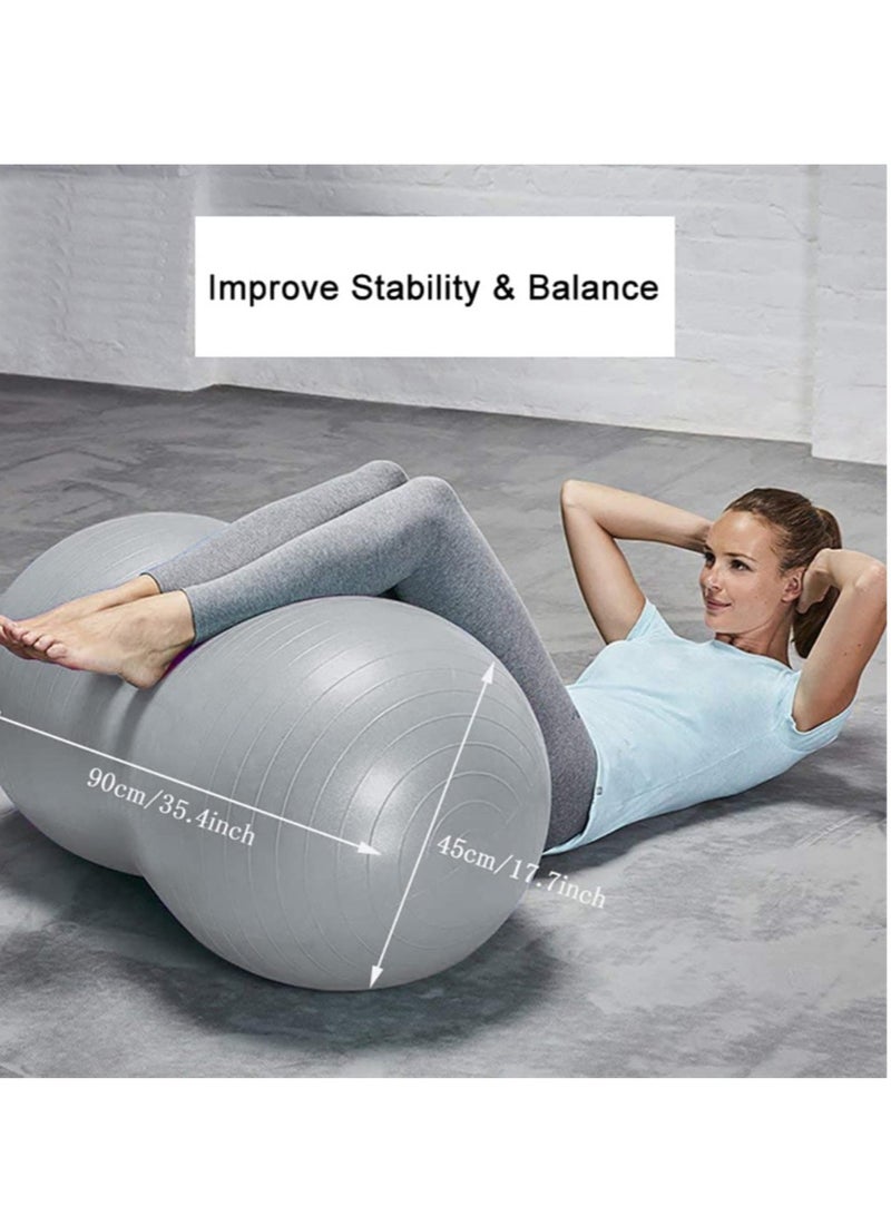 Peanut Ball, Exercise Yoga Balance Stability Sitting Ball, Anti Burst Exercise Ball for Labor Birthing, Kids Sensory Toys, for Home & Gym Fintness, Include Pump & Yoga Strap