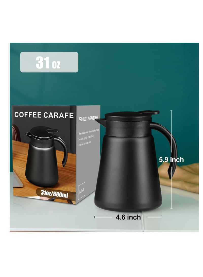880ml Stainless Steel Thermal Coffee Carafe - Double Wall Vacuum Insulated - Leak-Proof Design - Ideal for Keeping Coffee & Tea Hot