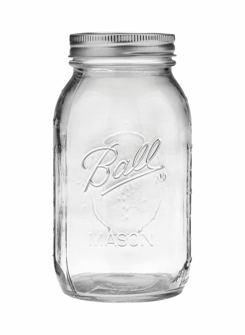 Ball Wide Mouth Mason Jars (32 oz/Capacity) [4 Pack] with Airtight lids and Bands. For Canning, Fermenting, Pickling, Decor - Freezing, Microwave And Dishwasher Safe