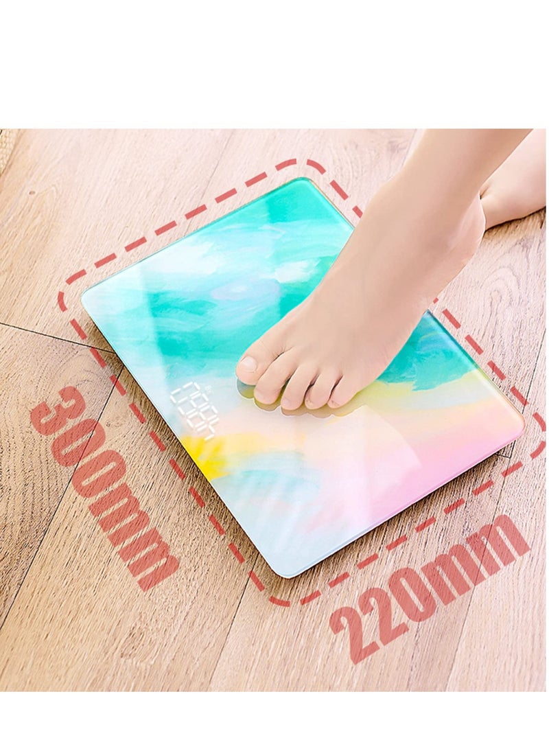 Colorful Ultra Wide Platform Scale for Body Weight, Portable Digital Bathroom Scale, Pretty Small Travel Scales for Your Personal Health, Gifts for Women (A)