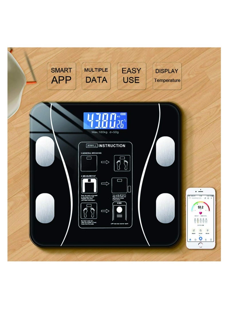 LCD Display Glass Smart Electronic Scale - Bathroom Body Scale - Digital Weight Scale for Bathroom