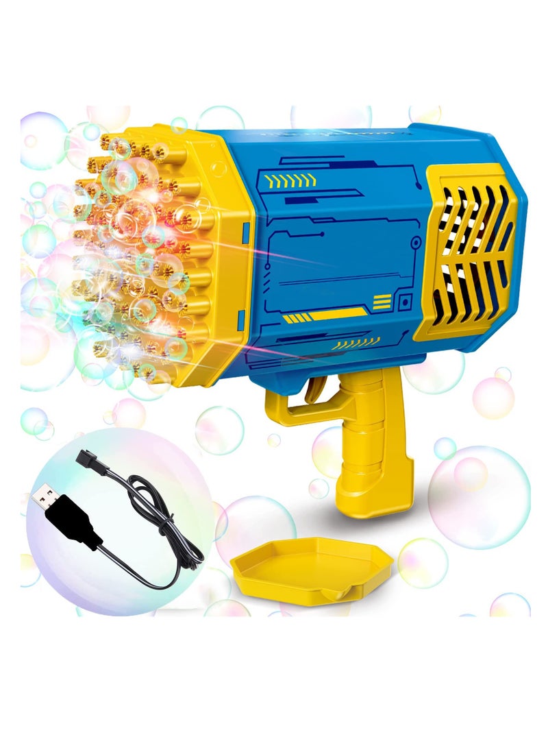 Bubble Machine 69 Hole Electric Huge Amount Bubble Maker Strong Tightness Bubble Blaster Bazooka Bubble Machine with Colorful Lights for Boys Girls Birthday Summer Outdoor Party Gift