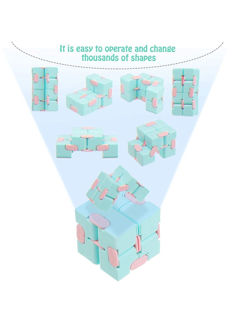 4 Pieces Handheld Mini Fidget Toy Set Include 12-Side Fidget Toy Cube, Infinity Cube, Cam Fidget Controller Pad, Decompression Ring for Teens, Adults to Relieve Pressure, Anxiety