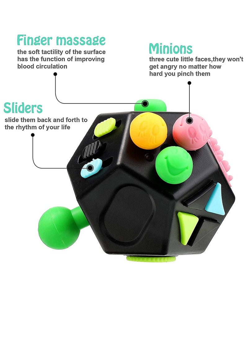 4 Pieces Handheld Mini Fidget Toy Set Include 12-Side Fidget Toy Cube, Infinity Cube, Cam Fidget Controller Pad, Decompression Ring for Teens, Adults to Relieve Pressure, Anxiety
