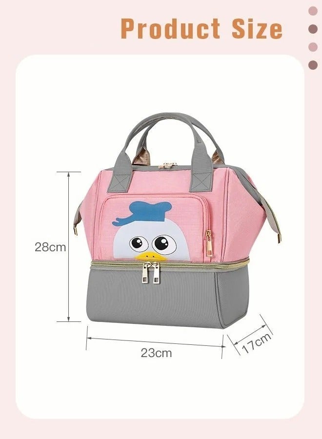 Diaper Bag Milk Cooler Bags, Double Layers Tote Breast Pump Backpack, Multi-purpose Cute Mummy and Milk Preservation Bag for Mummy Large Capacity Handbag Gift for New Moms