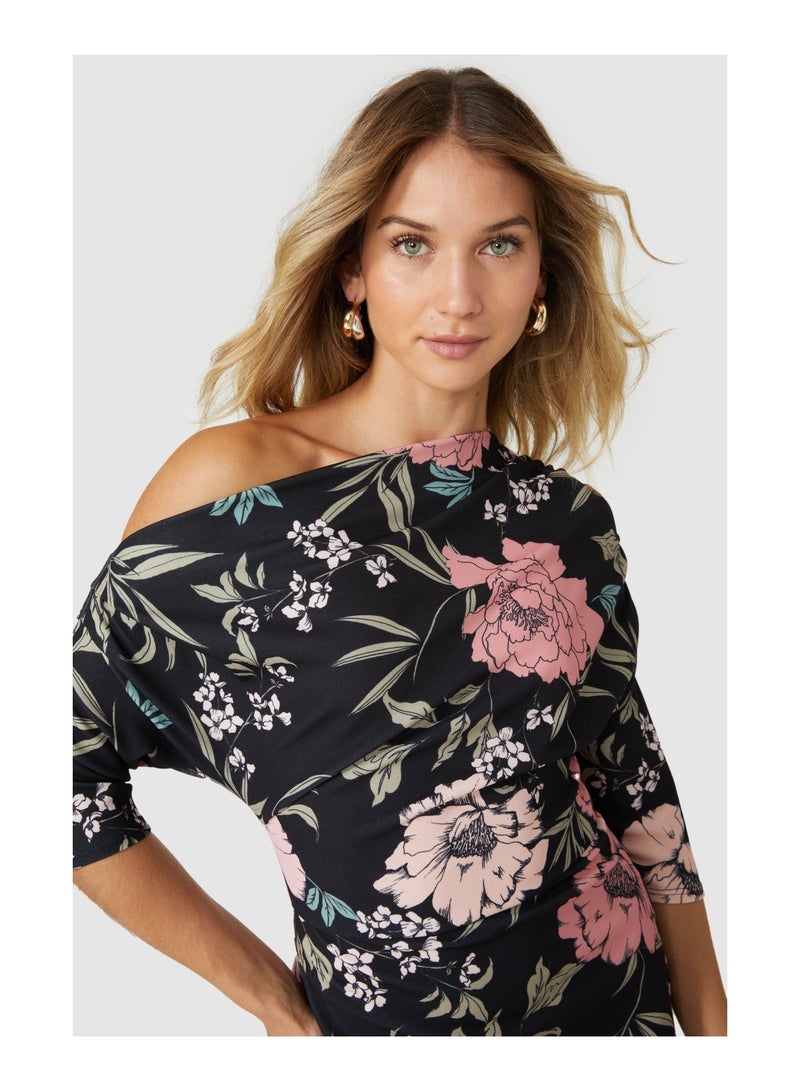 Occasion Off The Shoulder Printed Bodycon Dress