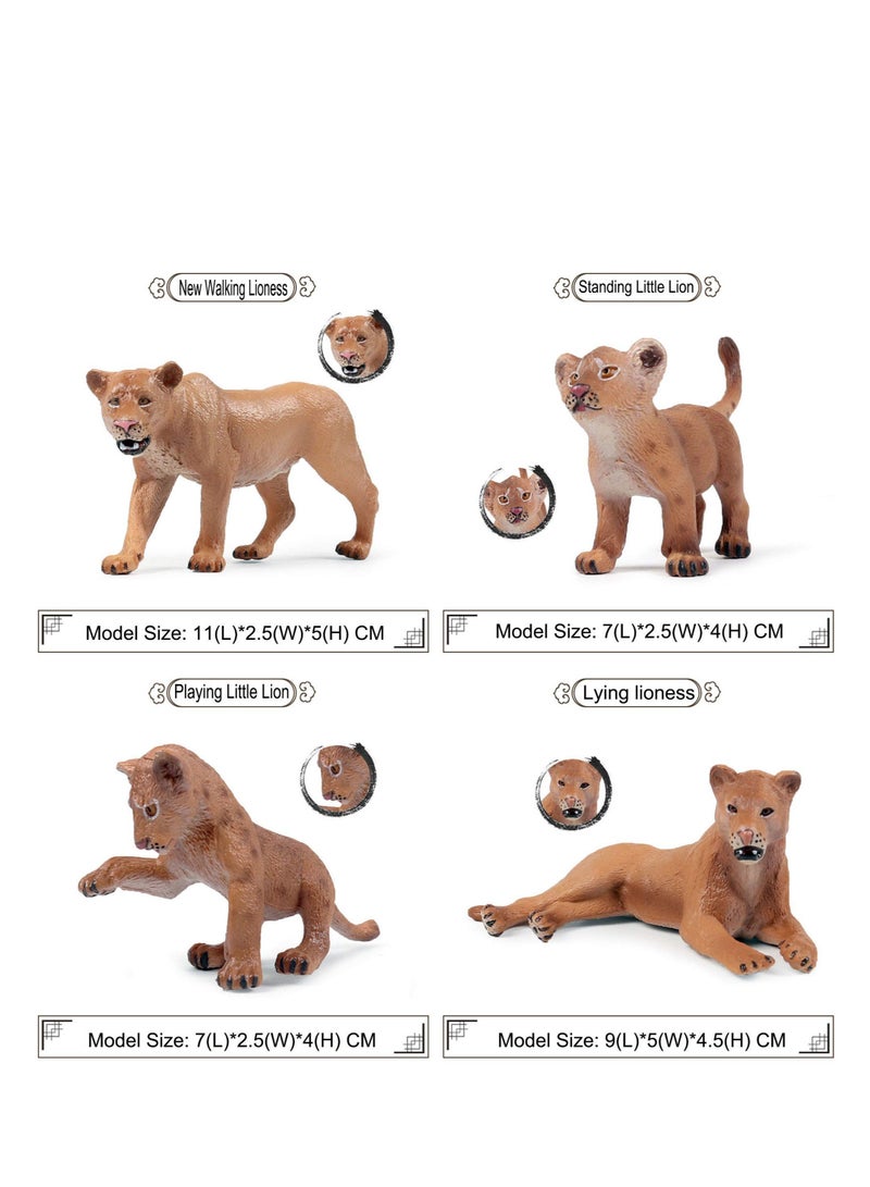 6 Pack Realistic Lion Toy, Realistic Forest Animals Baby Figurines, Plastic Animal Learning Educational Bath Toys, Suitable for Science Project Cake Party Decor