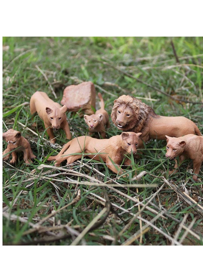 6 Pack Realistic Lion Toy, Realistic Forest Animals Baby Figurines, Plastic Animal Learning Educational Bath Toys, Suitable for Science Project Cake Party Decor