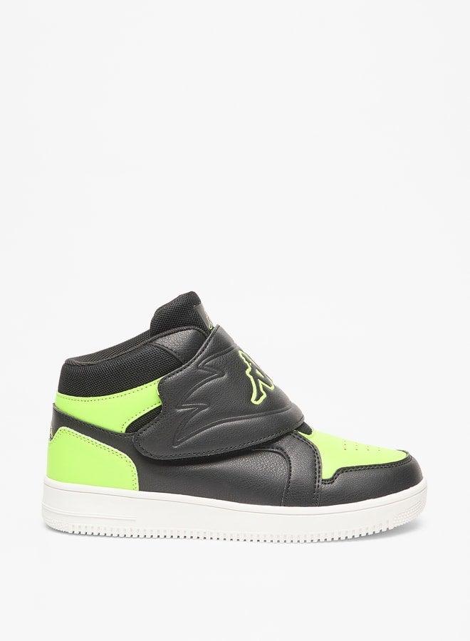 Boys' Panelled High Top Sneakers with Hook and Loop Closure