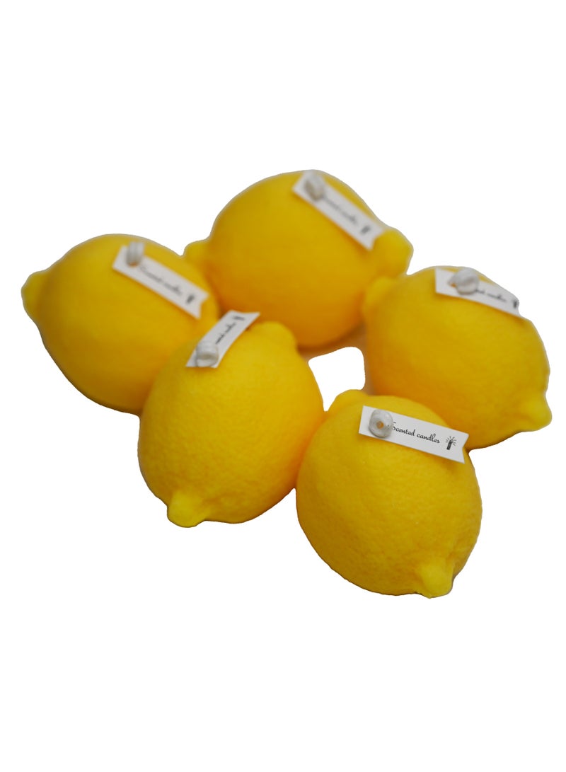 Lemon-Shaped Soy Candle Set - Refreshing Lime Basil and Citrus Fragrance in Yellow and Orange Colors for Vibrant Home Decor and Aromatherapy Experience