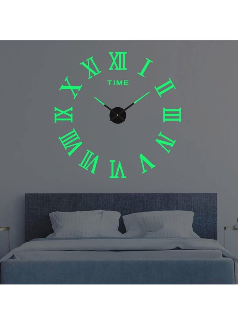Frameless Modern Large Wall Clock 3D Mirror Sticker