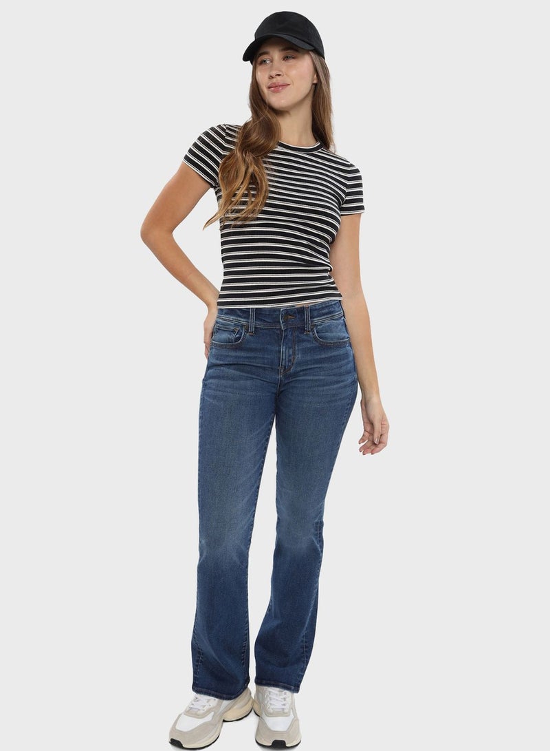 High Waist Straight Fit  Flared Jeans