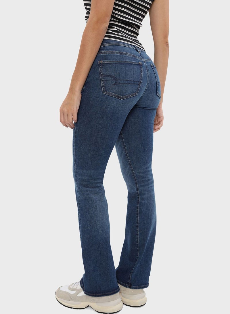 Low Rise Straight Fit Flared Jeans