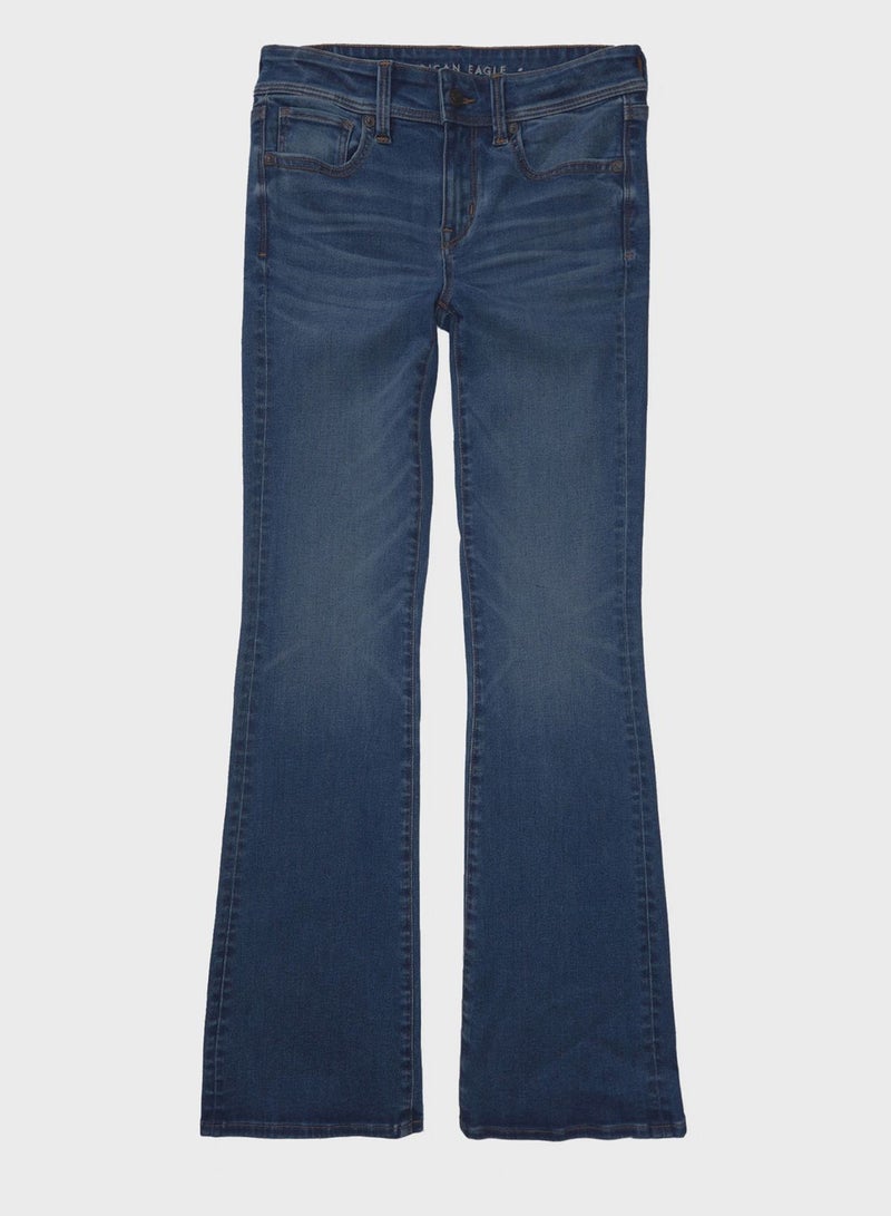 Low Rise Straight Fit Flared Jeans