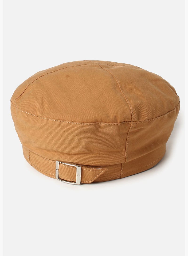 Casual Beret Cap with Buckle Detail