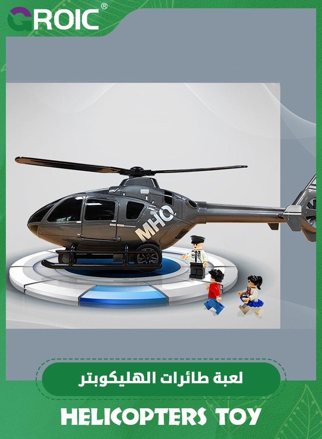 Helicopter Toy Set, Helicopter Toy with Pilot and Door Can Be Opened,Vehicles Toys for Kids,Simulated Helicopter Model with Spinning Propellers