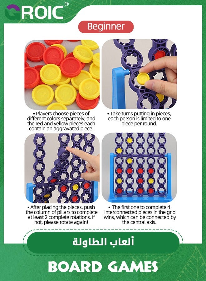 Gaming Spin Game, Features Spinning Grid, 2 Player Board Games for Family and Kids, Strategy Board Games,4 in a Row Game,Family Fun Games