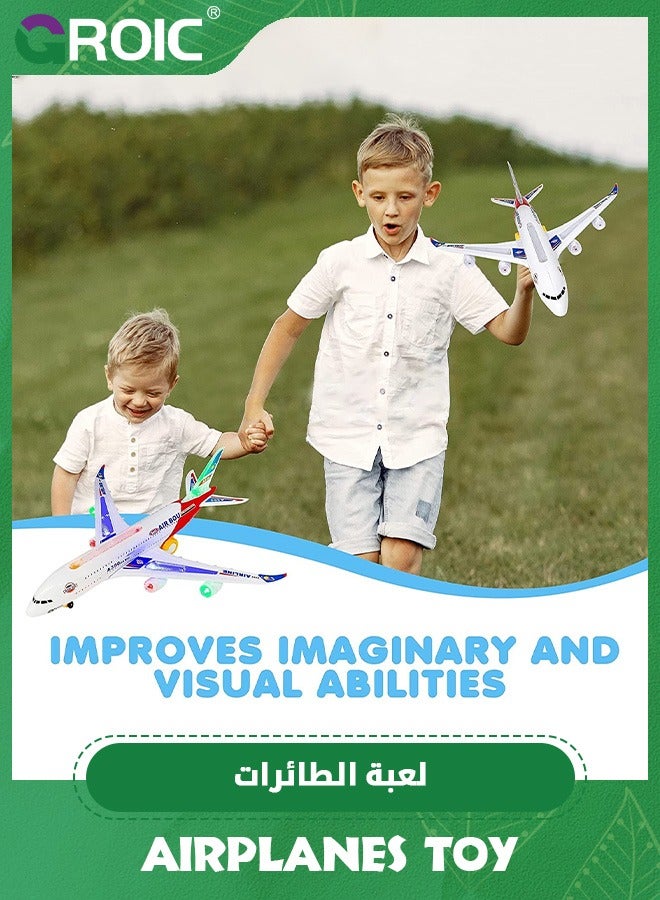 Airplane Toys for Kids, Bump and Go Action, Toddler Toy Plane with LED Flashing Lights and Sounds,Realistic Model Airplane for Kids