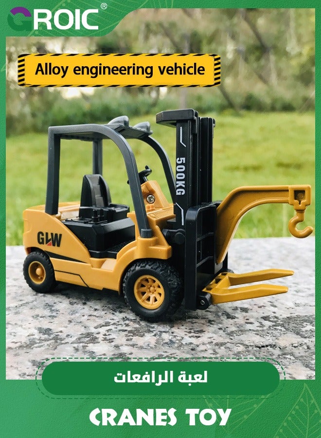 Die-cast Forklift Truck Toys，Metal Engineering Vehicle Fork Truck High Detail Construction Vehicles Model Collection Forklift Decoration Toy,Crane Toy,Engineering Vehicle Toy