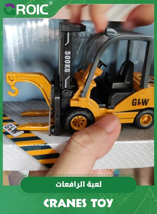 Die-cast Forklift Truck Toys，Metal Engineering Vehicle Fork Truck High Detail Construction Vehicles Model Collection Forklift Decoration Toy,Crane Toy,Engineering Vehicle Toy