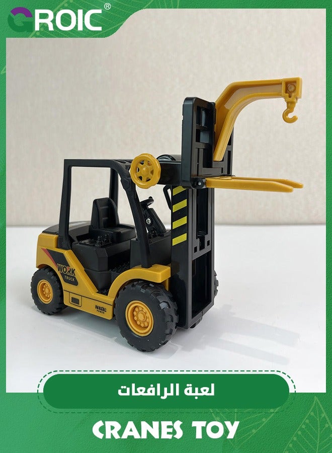 Die-cast Forklift Truck Toys，Metal Engineering Vehicle Fork Truck High Detail Construction Vehicles Model Collection Forklift Decoration Toy,Crane Toy,Engineering Vehicle Toy