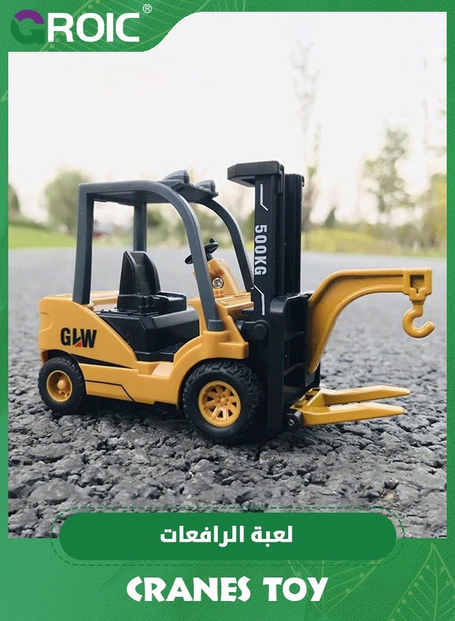 Die-cast Forklift Truck Toys，Metal Engineering Vehicle Fork Truck High Detail Construction Vehicles Model Collection Forklift Decoration Toy,Crane Toy,Engineering Vehicle Toy