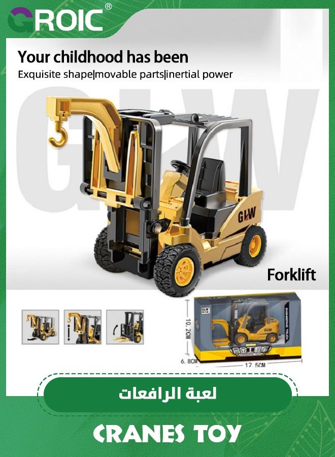 Die-cast Forklift Truck Toys，Metal Engineering Vehicle Fork Truck High Detail Construction Vehicles Model Collection Forklift Decoration Toy,Crane Toy,Engineering Vehicle Toy