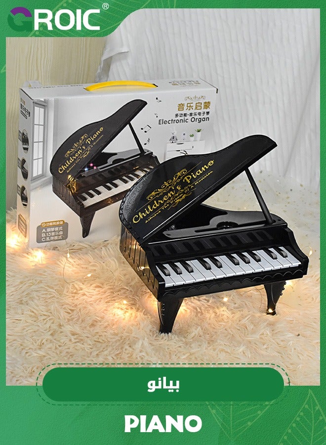 Piano Toy for Kids,24 Keys Multifunctional Musical Electronic Toy Piano for Toddlers,Piano Keyboard Toy with LED light, 24 Keys Piano,Musical Instrument Toys(Black)