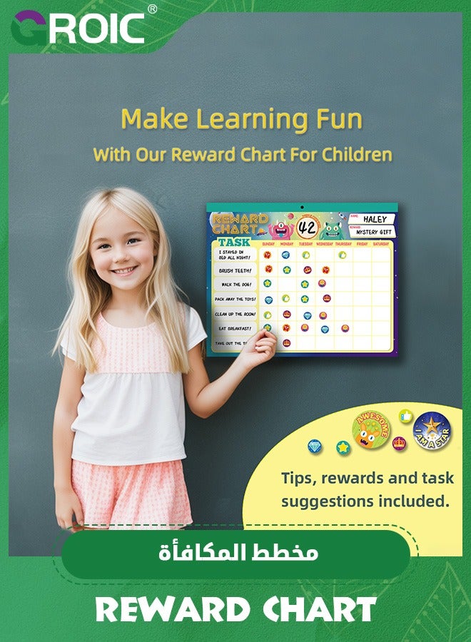 Reward Chart System,Pad with 26 Chores Chart for Kids, 3000+ Stickers to Motivate Responsibility & Good Habits,Empower Your Child to Learn, Grow and Develop Lifelong Skills