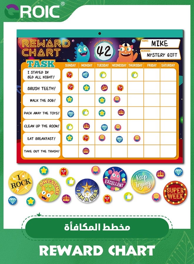 Reward Chart System,Pad with 26 Chores Chart for Kids, 3000+ Stickers to Motivate Responsibility & Good Habits,Empower Your Child to Learn, Grow and Develop Lifelong Skills