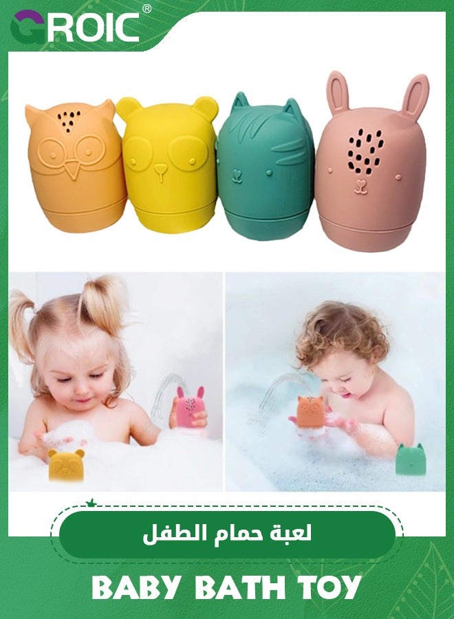 4Packs Baby Bath Toys,Mold Free Bath Toys Silicone Bath Toys, Bathtub Toys for Toddlers,Water Toys, Pool Toy