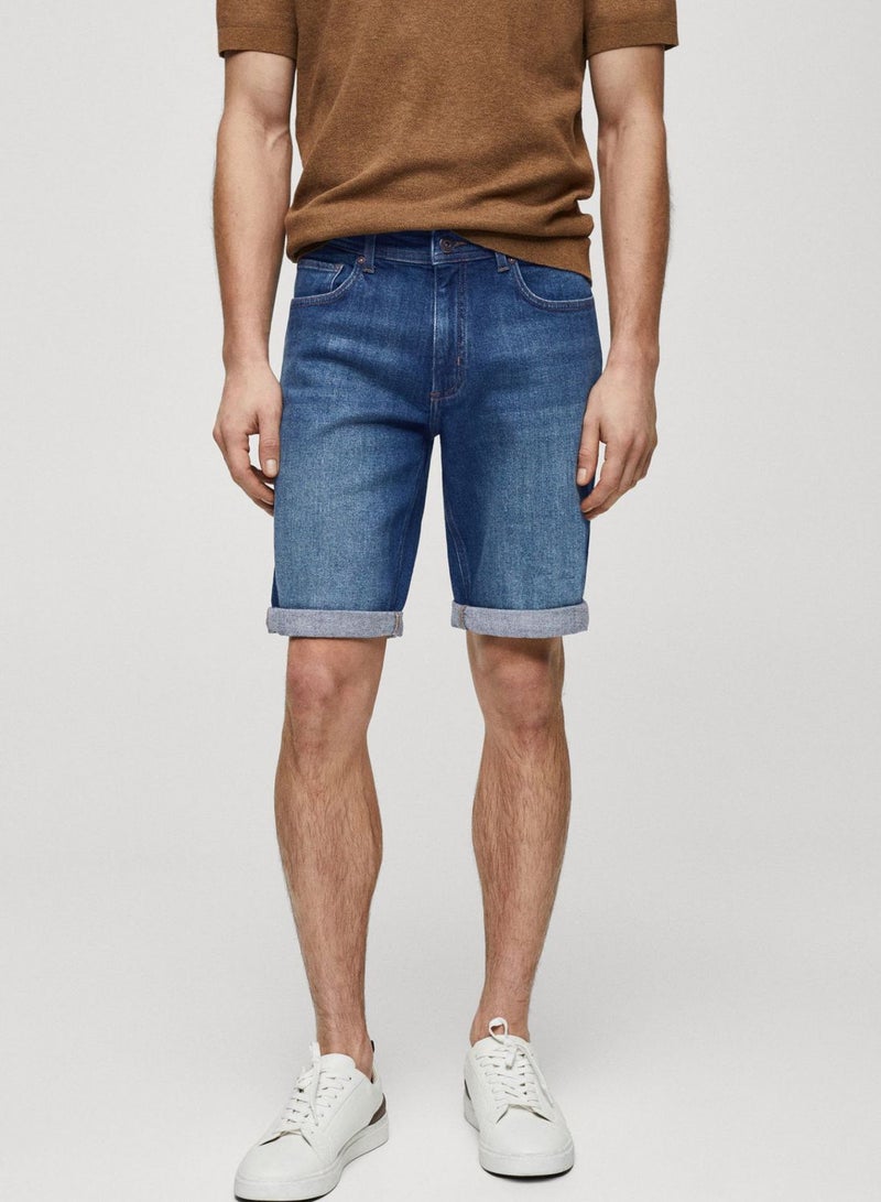 Mid Wash Denim Shorts
