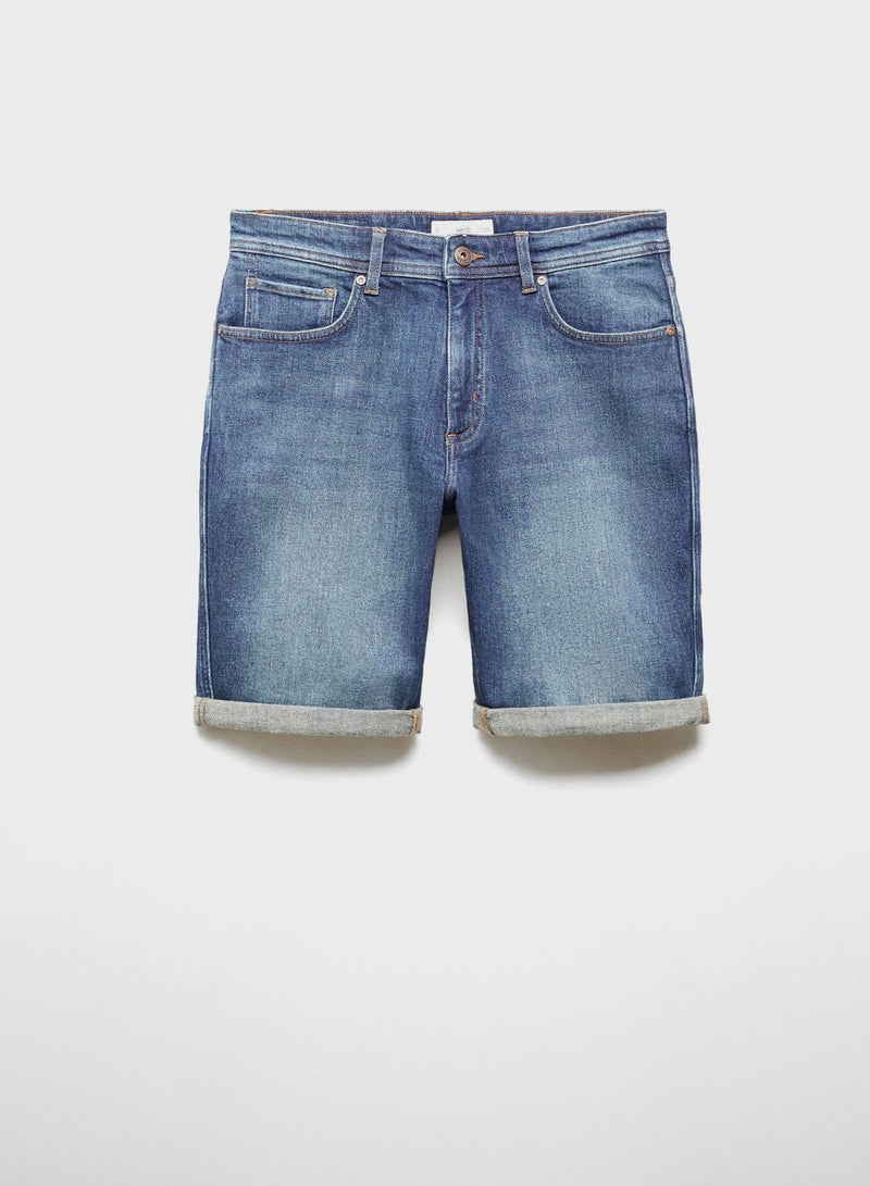 Mid Wash Denim Shorts