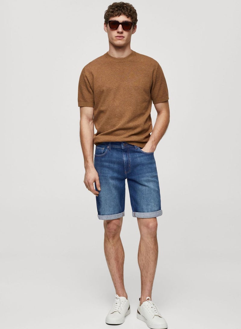 Mid Wash Denim Shorts