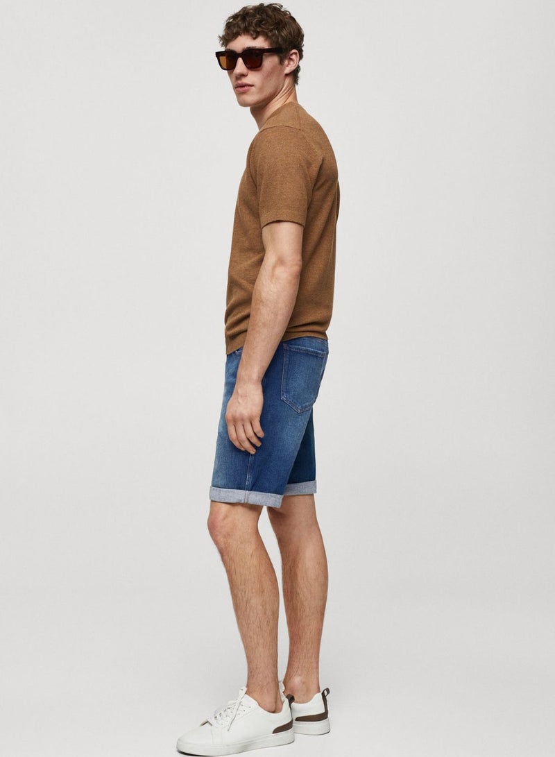 Mid Wash Denim Shorts