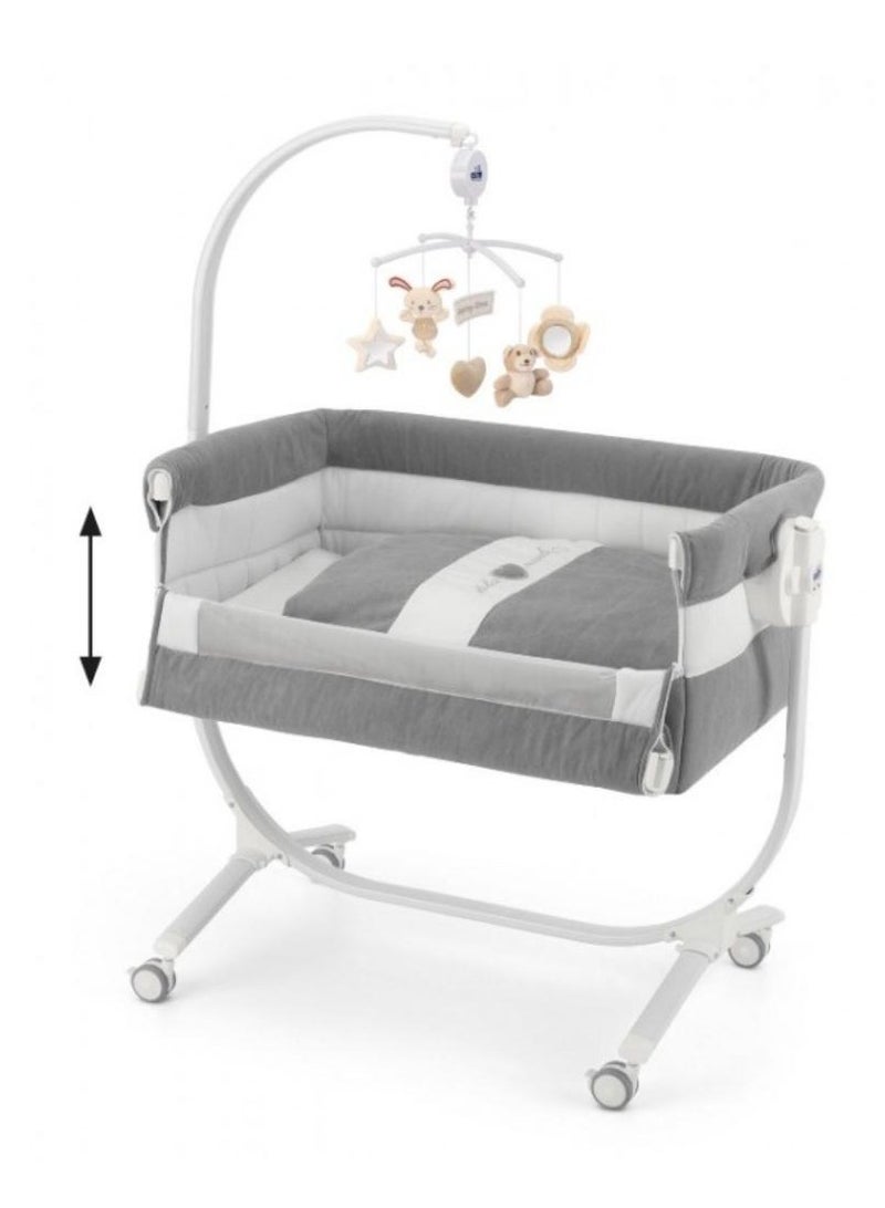 Cullami Co Bed Cradle, Dark Grey, Made In Italy Cradle With Co-Sleeping Function, Suitable For Every Bed, Portable & Convertible Baby Bassinet With Mosquito Net, Baby Bed, Soft Fabric