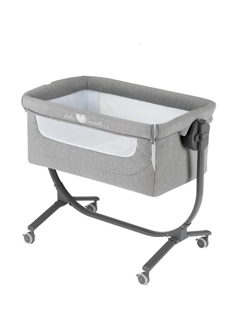 Cullami Co Bed Cradle, Dark Grey, Made In Italy Cradle With Co-Sleeping Function, Suitable For Every Bed, Portable & Convertible Baby Bassinet With Mosquito Net, Baby Bed, Soft Fabric