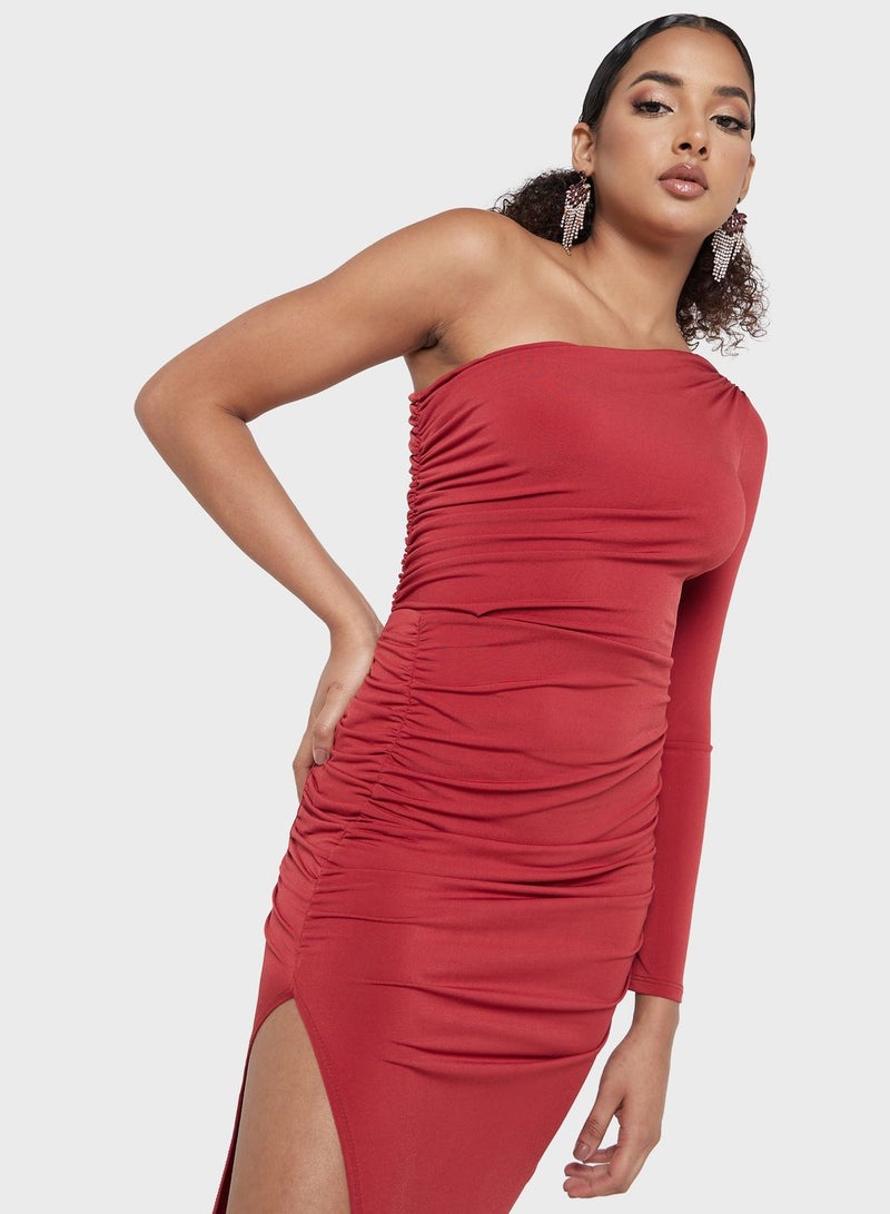 One Shoulder Side Slit Dress