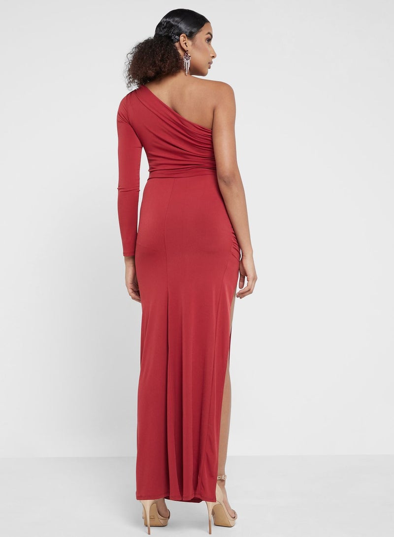 One Shoulder Side Slit Dress