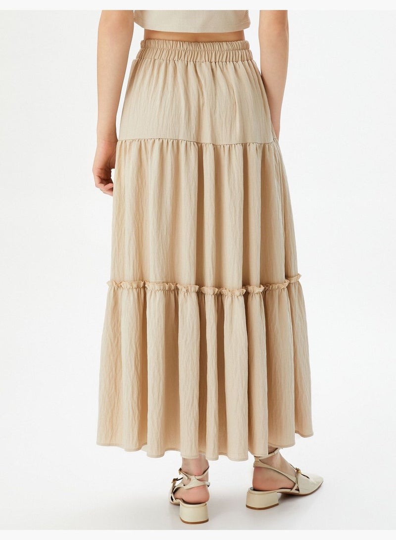 High Rise Viscose Midi Skirt