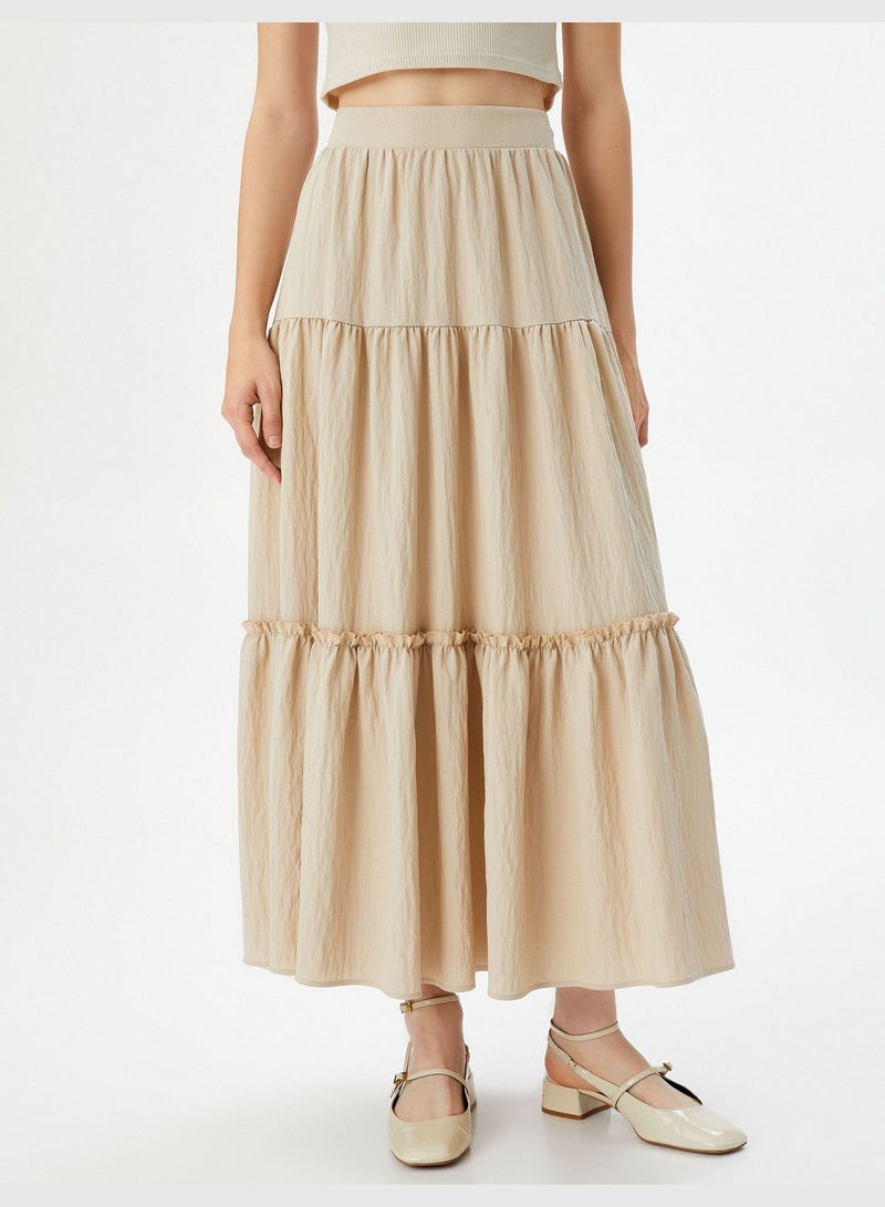 High Rise Viscose Midi Skirt