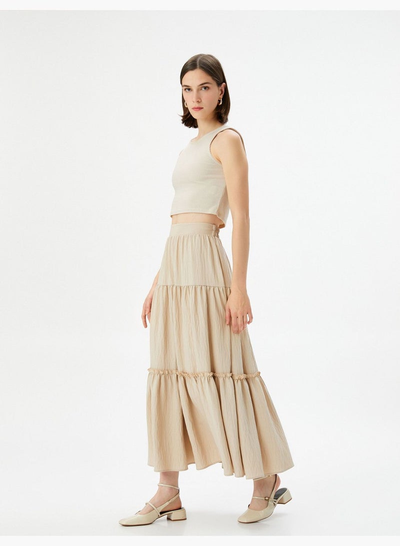 High Rise Viscose Midi Skirt