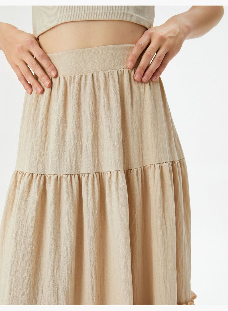 High Rise Viscose Midi Skirt