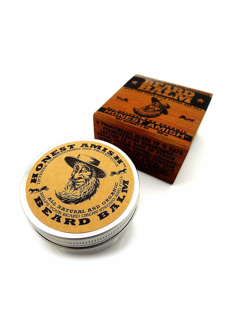 Honest Amish beard balm leave in conditioner made with only natural and organic ingredients 2 ounce tin