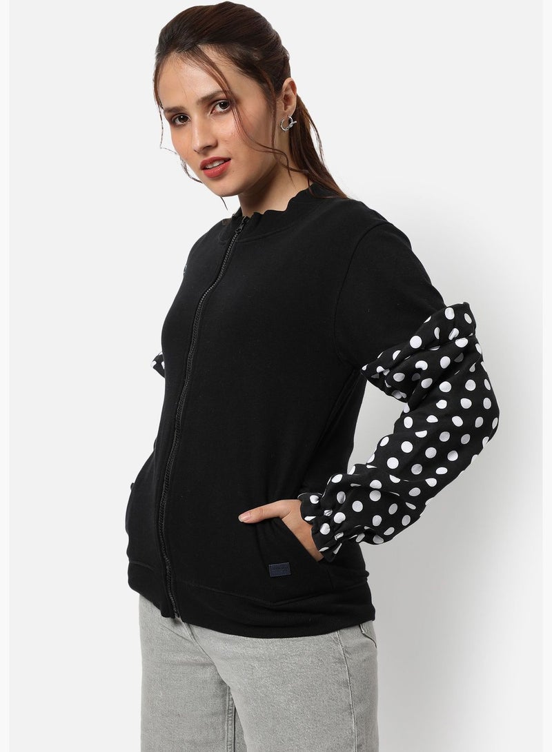 Women's Solid Regular Fit Zipper Sweatshirt For Winter Wear