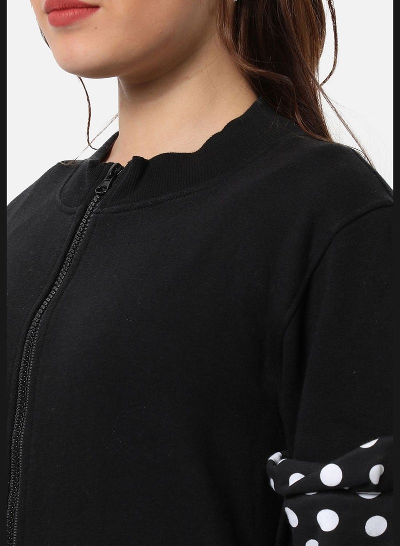 Women's Solid Regular Fit Zipper Sweatshirt For Winter Wear